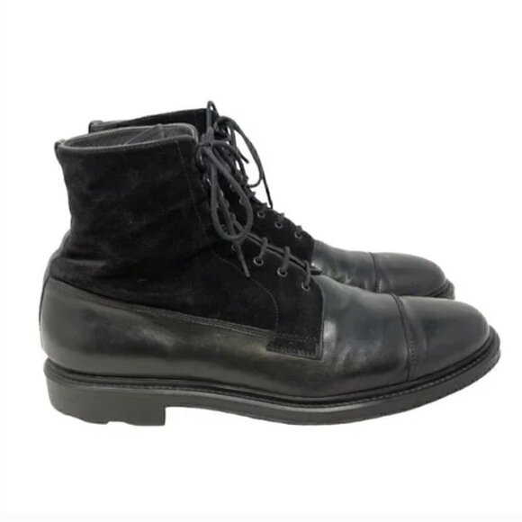 To Boot New York Burkett Black Suede & Leather Lace Up Cap Toe Boots - Size 11 main image 5